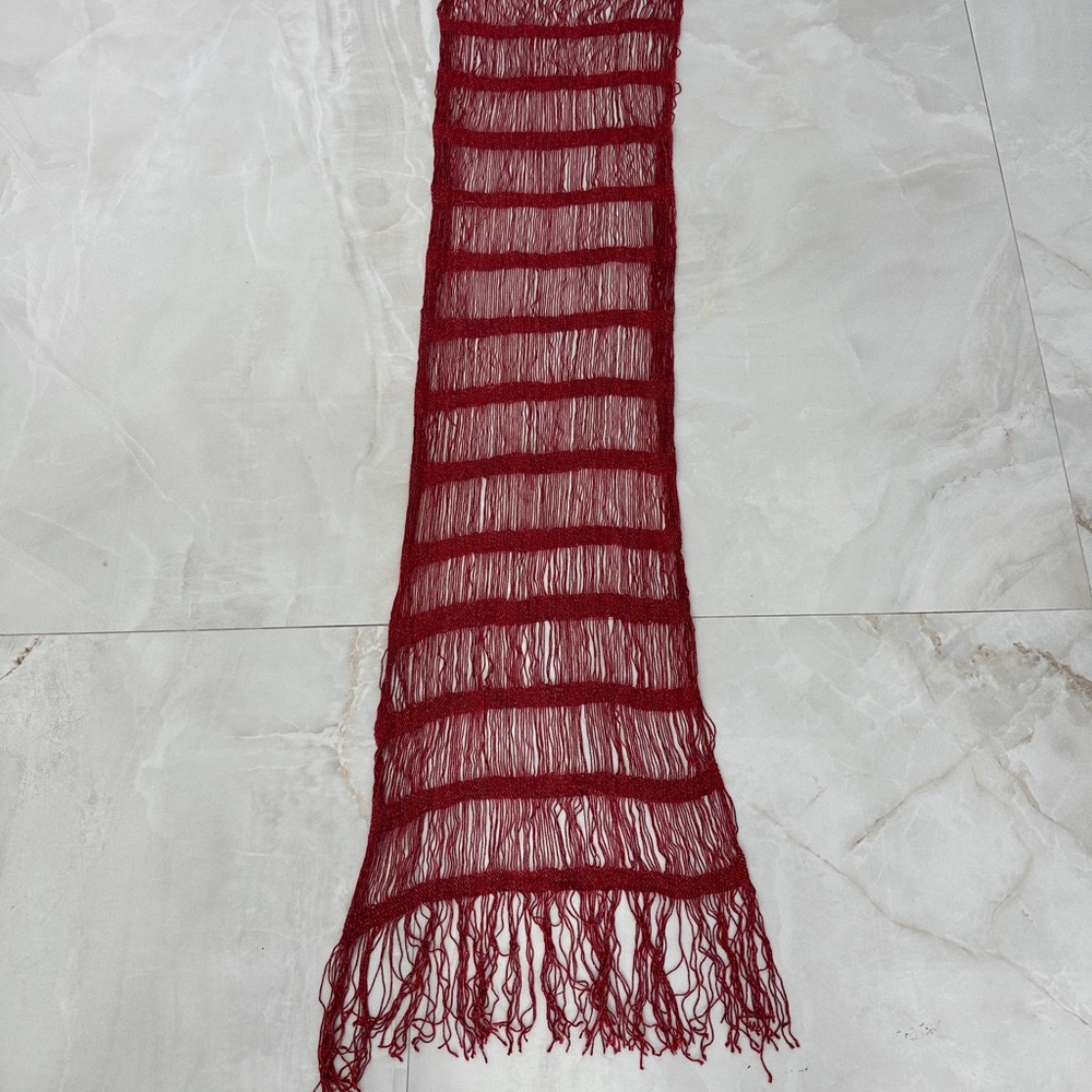 Handmade Gorgeous Knit Red with Gold Shawl - Picture 3 of 8